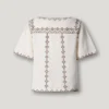 Blusa com decote em V bordada Blusa com decote em V bordada