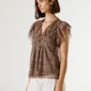 Blusa com decote em V e folhos