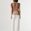 Blusa com decote em V e folhos