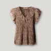 Blusa com decote em V e folhos