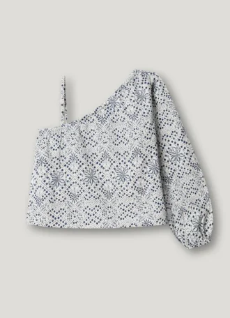 Blusa com estampado floral assimétrico