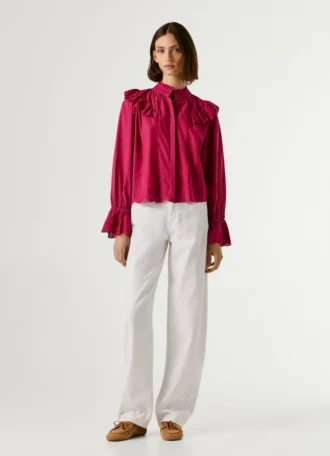 Blusa com folhos fluidos Blusa com folhos fluidos
