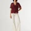 Blusa de chiffon com padrão de bolinhas Blusa de chiffon com padrão de bolinhas