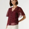 Blusa de chiffon com padrão de bolinhas Blusa de chiffon com padrão de bolinhas