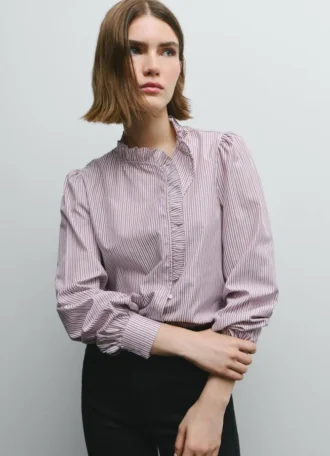 Blusa de popelina com folhos