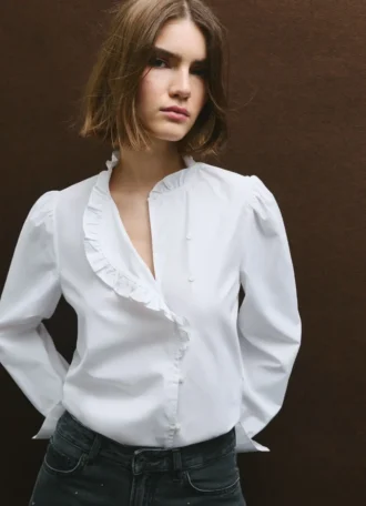 Blusa de popelina com folhos