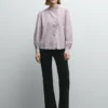 Blusa de popelina com folhos
