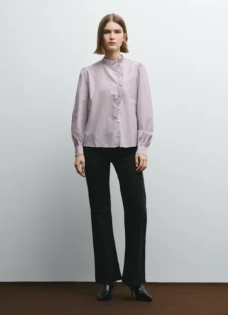 Blusa de popelina com folhos