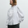 Blusa de popelina com folhos