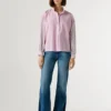 Blusa de popelina às riscas