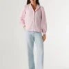 Blusa de popelina às riscas