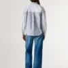 Blusa de popelina às riscas
