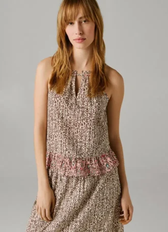 Blusa de popeline com decote halter