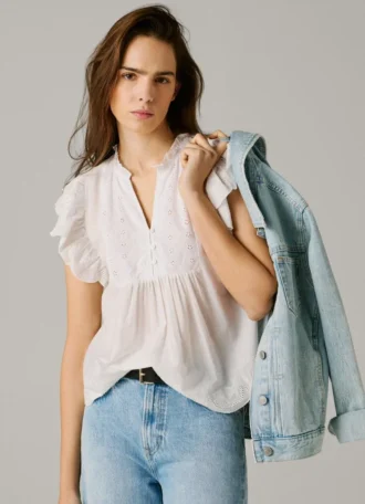 Blusa Fluida com Mangas Borboleta