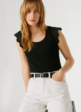 Blusa sem mangas com canelado