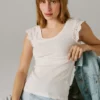 Blusa sem mangas com canelado Blusa sem mangas com canelado