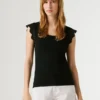Blusa sem mangas com canelado Blusa sem mangas com canelado