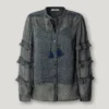 Blusa semitransparente com folhos