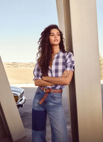 Blusa xadrez com folhos