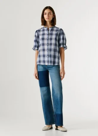 Blusa xadrez com folhos