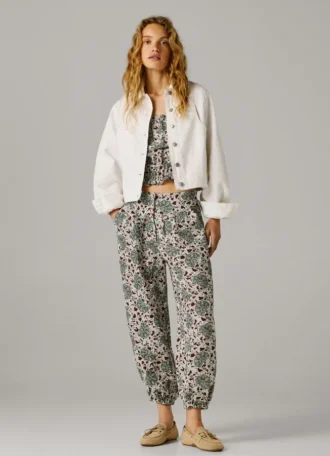Calças de perna larga com estampado floral