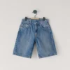 Calções Bermuda em Denim de Corte Largo