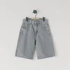 Calções Bermuda em Denim de Corte Largo