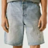 Calções Bermuda em Denim de Corte Largo Calções Bermuda em Denim de Corte Largo