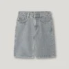 Calções Bermuda em Denim de Corte Largo