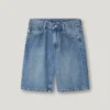 Calções Bermuda em Denim de Corte Largo