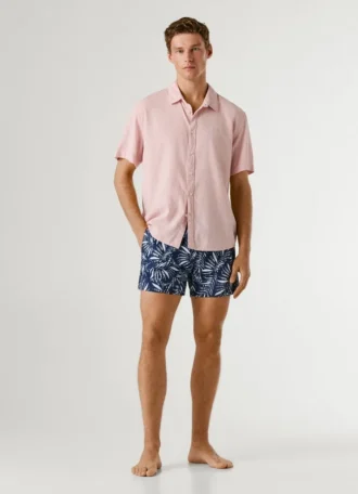 Calções de banho com estampado de folhas
