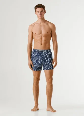 Calções de banho com estampado de folhas