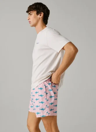 Calções de banho com estampado de tubarão