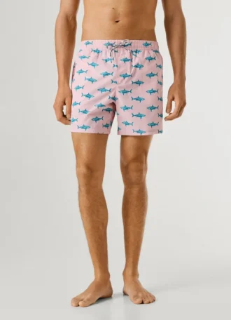 Calções de banho com estampado de tubarão