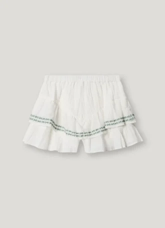 Calções esvoaçantes com detalhes bordados