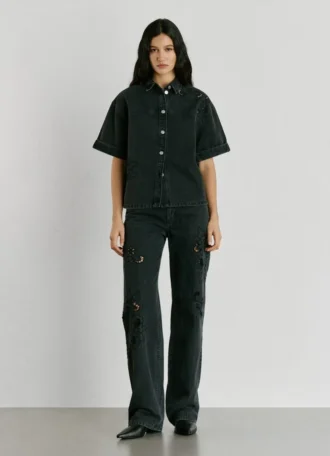 Camisa de ganga de corte descontraído