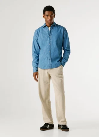 Camisa de ganga de corte justo