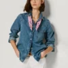 Camisa de ganga de corte largo