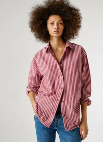 Camisa de popeline de corte largo