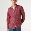 Camisa de popeline xadrez com corte justo Camisa de popeline xadrez com corte justo