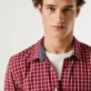 Camisa de popeline xadrez com corte justo Camisa de popeline xadrez com corte justo