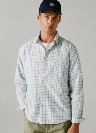 Camisa de popeline xadrez com corte regular