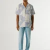 Camisa em patchwork com gola cubana Camisa em patchwork com gola cubana
