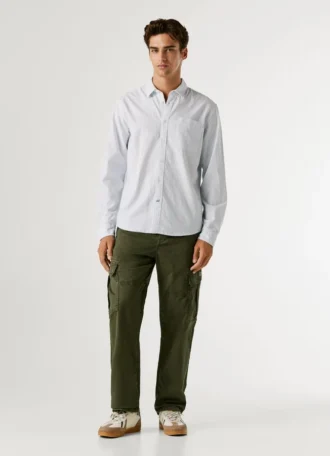 Camisa Oxford às riscas de corte regular