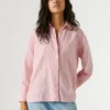 Camisa às riscas de corte descontraído Camisa às riscas de corte descontraído