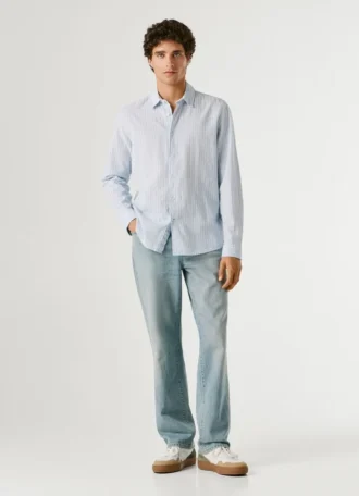 Camisa às riscas de corte regular