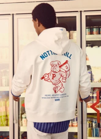 Camisola com capuz e estampado nas costas