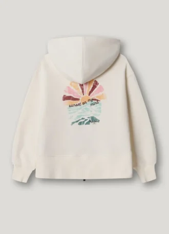 Camisola com capuz e fecho completo de corte descontraído