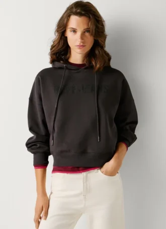 Camisola com capuz e logótipo com strass