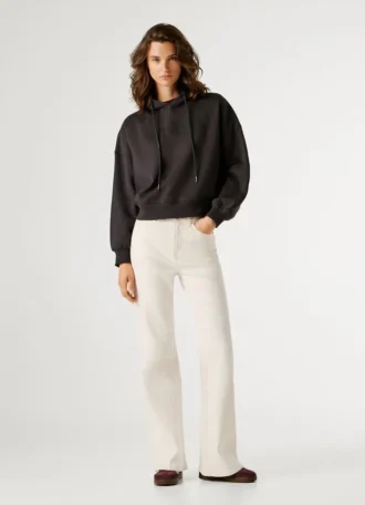 Camisola com capuz e logótipo com strass